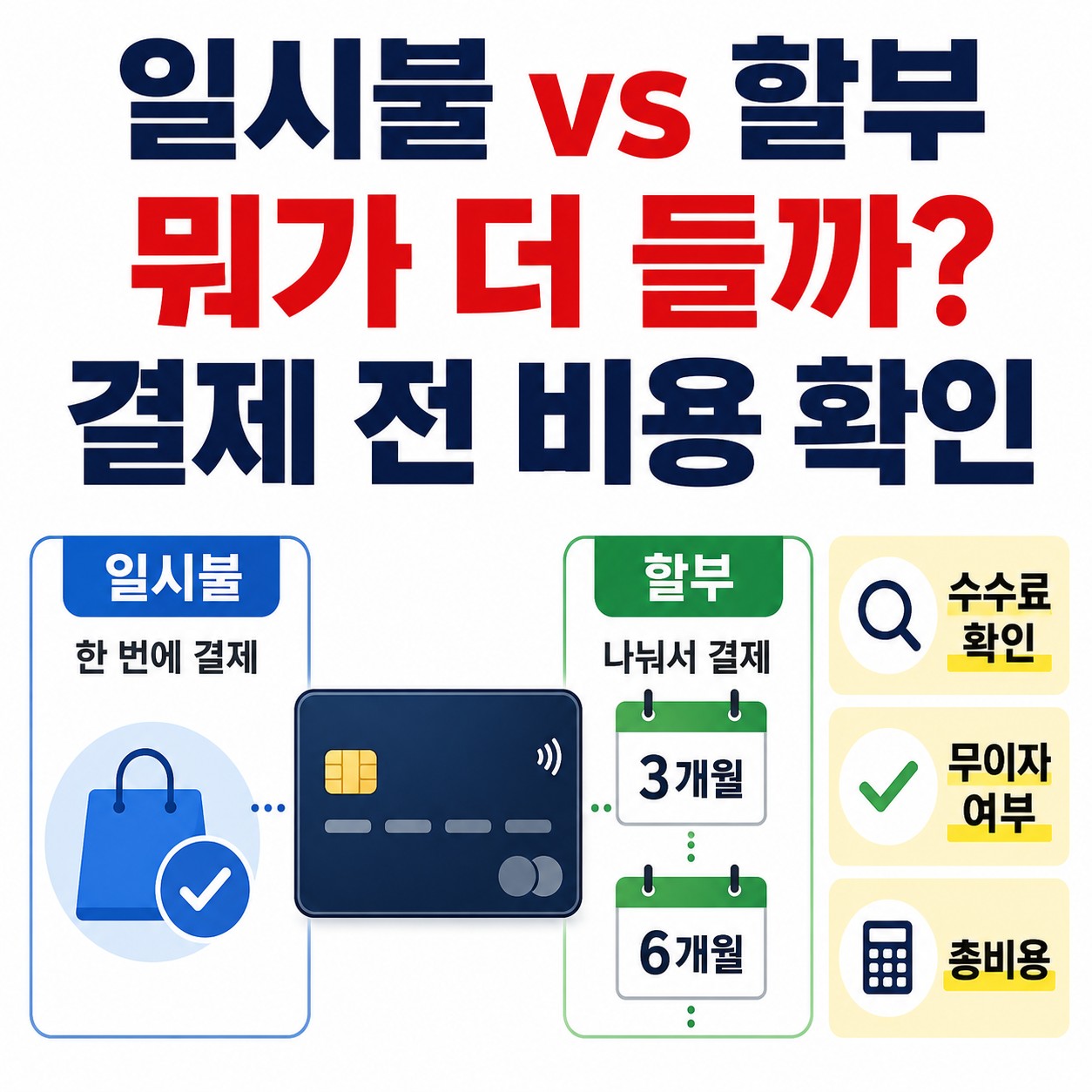 카드 일시불과 할부 차이|결제 전 확인해야 할 수수료와 총비용