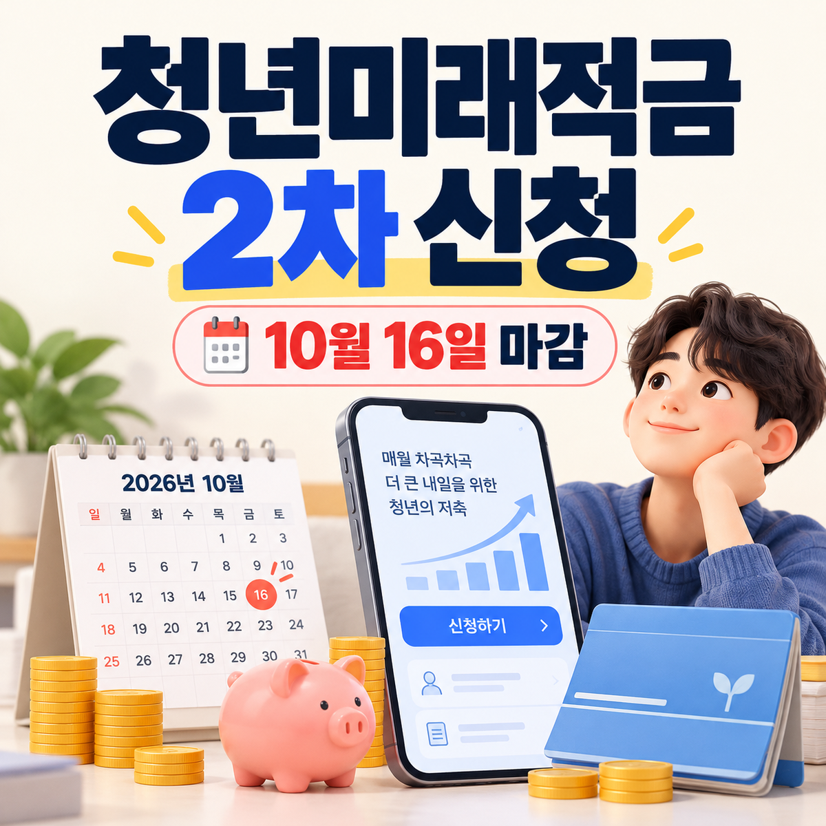 청년미래적금 신청 마감 후 심사 결과와 11월 계좌 개설 준비를 안내하는 대표 이미지